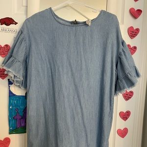 Denim Ruffled Sleeve Dress